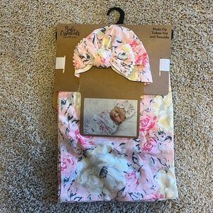 NWT Floral Newborn Swaddle & Hat